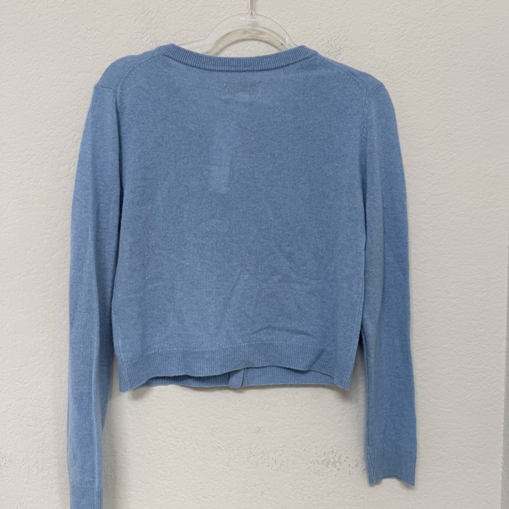 Velvet x Cleo Wade Chrichet Cashmere Cardigan Blue NWT - Picture 3 of 5